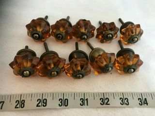 10 Vintage Clear Amber Faceted Acrylic Drawer Pulls Cupboard Cabinet Knobs Glass
