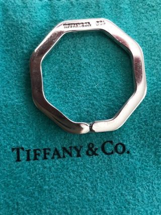 Rare Set Of 2 TIFFANY & CO 925 Vintage Sterling Silver OCTAGON Key Chain Rings 3