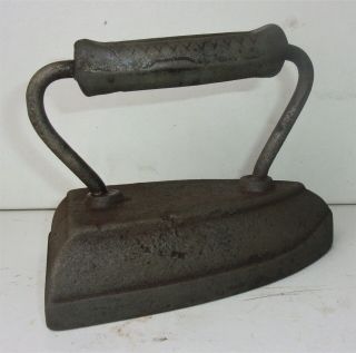 Antique Vintage Cast Sad Iron Solid Handle Clothing Press Door Stop Paper Weight