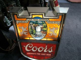 Vintage Coors Light Up Wall Sign Colors Waterfall Scene Rare