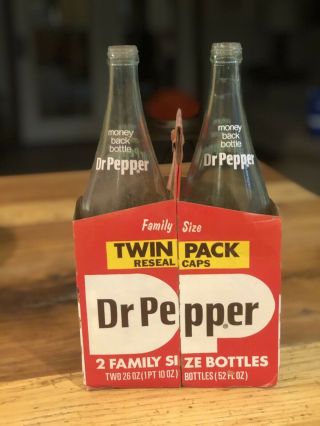 Dr.  Pepper Bottle 2 Pack Family Size Vintage Bottle Carton Rare