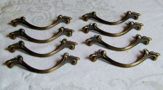 Set Of 8 Brass French Provincial Drawer Pulls