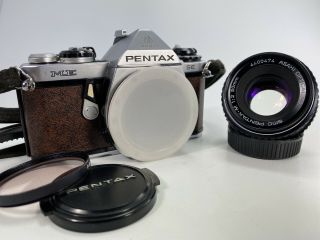 Pentax Asahi Me Se Film Camera Pentax 50mm F/2 Lens Rare Brown Leather