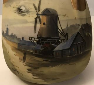 Rare vintage hand painted Nippon Windmill With 3 Handle 8” Tall 2