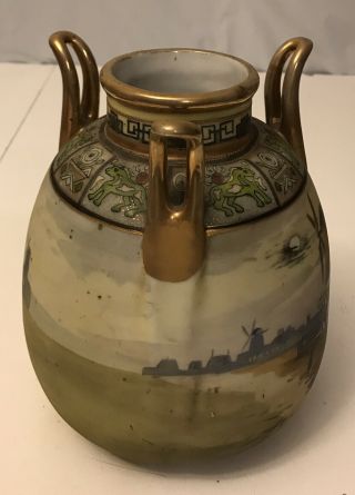 Rare vintage hand painted Nippon Windmill With 3 Handle 8” Tall 3