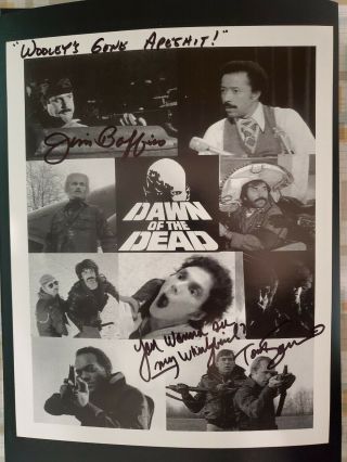 George Romero Dawn Of The Dead Zombi Tom Savini James Baffico Autograph Rare