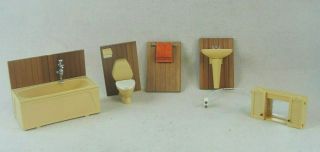 Vintage Lundby Miniature Dollhouse Bathroom Set