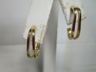 Gorgeous Vintage 14k Solid Gold 3/4 " Open Double Hoop 1.  3 G Earrings Estate Rare