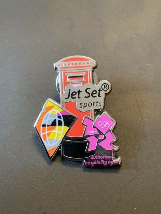 V Rare London 2012 Olympics Pin Badge Jet Set Sports Sponsor Post Box Red Logo