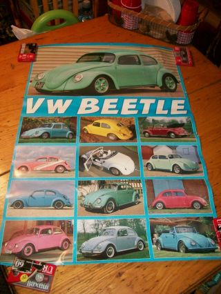 Vintage 1990 Vw Beetle Poster (verkerke) 24 " X 36 "