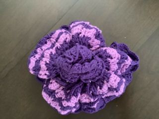 Vintage Crochet doll Toilet paper cover 2 tone purple with shawl and hat 3
