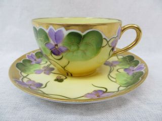 Lovely Vintage Hand Painted Stouffer Limoges France Porcelain Cup And Saucer