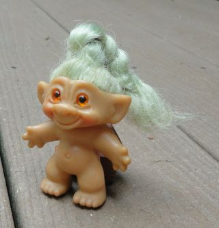 1964 Vintage 2.  5” Troll Doll Green Rooted Hair,  Amber Eyes.  Adorable
