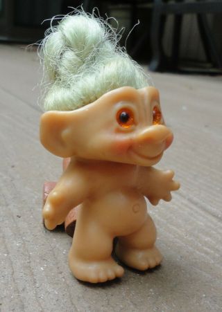 1964 Vintage 2.  5” Troll Doll Green Rooted Hair,  Amber Eyes.  Adorable 2