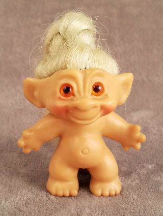 1964 Vintage 2.  5” Troll Doll Green Rooted Hair,  Amber Eyes.  Adorable 3