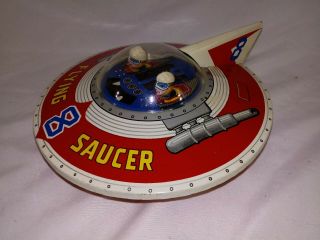 Rare 1960 Haji Flying Saucer Japan Tin Friction Space Toy