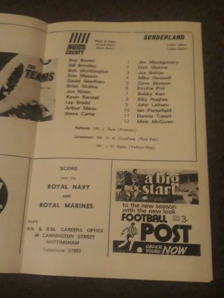NOTTS COUNTY V SUNDERLAND 1972/73 FA CUP FOOTBALL PROGRAMME RARE 2