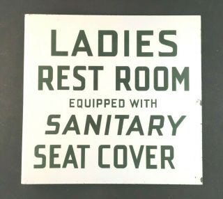 Vintag Texaco Ladies Rest Room Porcelain Flange Sign Rare Old Advertising Metal