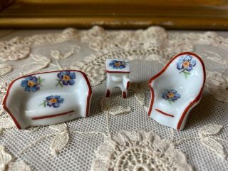 Miniature Vintage Limoges Tiny Porcelain Furniture - Dollhouse Toys - Sofa,