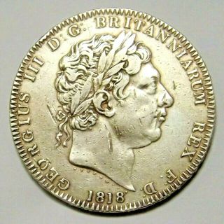 1818 Lix George Iii Gb Crown Rare Low Mintage 155,  200 Km 675