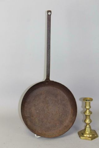 A Very Rare 18th C Wrought Iron Hearth - Side Fry Pan In Old Grungy Surface