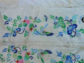 2 Antique Chinese Embroidered Silk Panels With Fruit & Butterflies 3