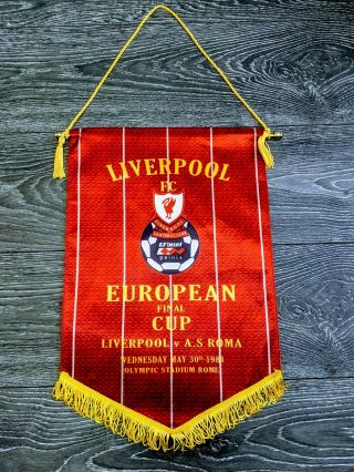 Liverpool Fc 1984 European Cup Final Pennant Extra Large 45cm X 30cm Rare