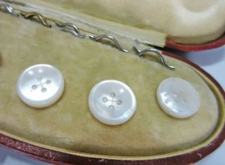 Antique Mother of Pearl Buttons Case Set of 6 3