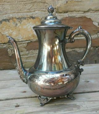 Vintage Silver Plated Teapot With Claw Foot Legs And Lion Stamp On Bottom 9 1/2 "