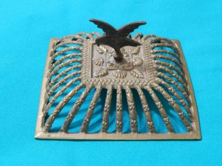 Vintage Antique Ornate Solid Brass Top Cover With Bird Finial 4 3/4 " X 4 3/4 "
