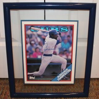 Andre Dawson Signed " Rare " Framed File Folder/photo/topps1988/chicago Cubs/expos