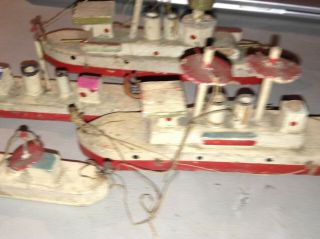 Wooden GREAT NAVY Toy Battleship Cruiser & 2 more Made in Japan Pre War Ohki 3