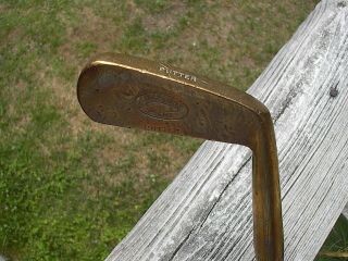 Antique Vintage,  Brass Head,  Hickory Wood Shaft Golf Putter