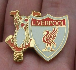 Liverpool Football Club Tiger Cartoon Character Pin Badge Rare Vgc