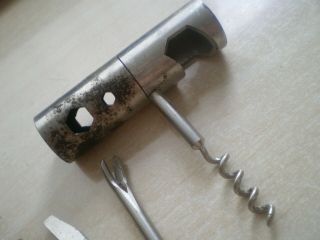 Antique Vintage Pocket Tool Set Cork Screw Bottle Opener Nail Puller Screwdriver