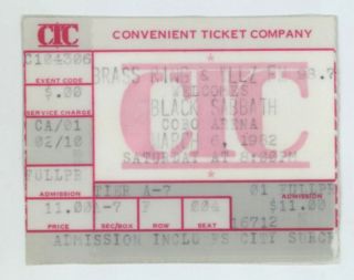 Rare Black Sabbath & Wrabit 3/6/82 Detroit Mi Cobo Arena Ticket Stub