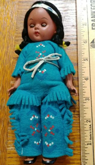 Vintage 1950s Virga Indian / Native American 8 " Tall Souvenir Doll W/clothes