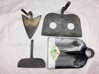Vintage 4 Assorted Iron Garden Grubbing Hoe Head Antique Farm Hand Tools Digger