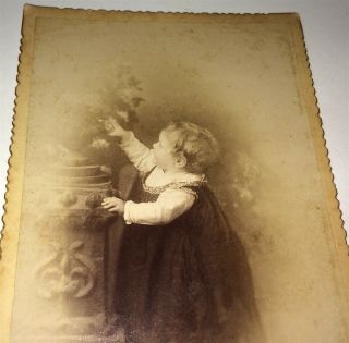 Rare Antique Victorian American Child,  Reaching with Spool D.  C.  Cabinet Photo 2
