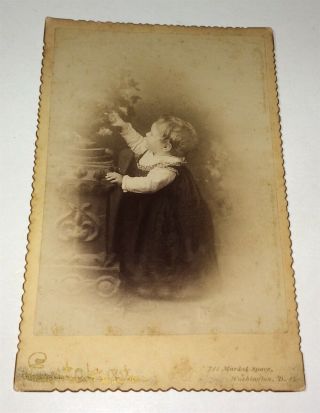 Rare Antique Victorian American Child,  Reaching with Spool D.  C.  Cabinet Photo 3