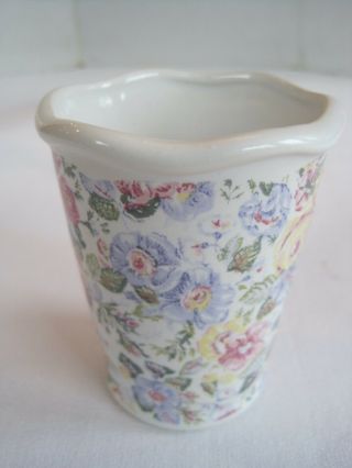 RARE Laura Ashley QUARTET Porcelain CUP TUMBLER Floral Roses Pink MINTY 2