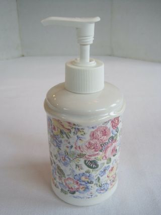 Rare Laura Ashley Quartet Porcelain Soap Dispenser Floral Roses Pink