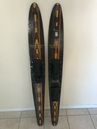 Rare wood Taperflex 3s - Special water ski pair 56” Gorgeous Vintage? 2