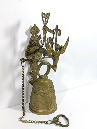 Vtg Brass Bell Monastery Church - Vocem Meam A Ovime Tangent - Rare W/ Animals