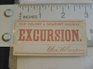 Rare 1850 Old Colony & Newport Rhode Island Ticket Railroad Pass Massachusetts