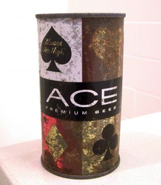 Rare C.  1950s Ace Premium Flat Top Beer Can From Sioux City,  Ia