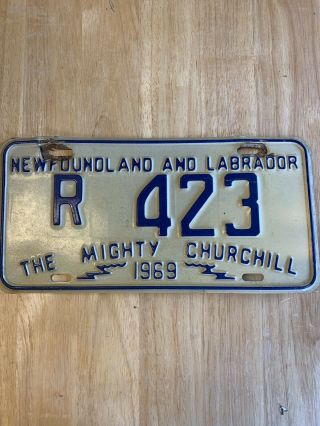 1969 The Mighty Churchill Newfoundland And Labrador Licence Plate Rare Plate