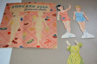 1945 Antique Vintage Judy & Jill Statuette Paper Dolls Cut & Uncut Rare
