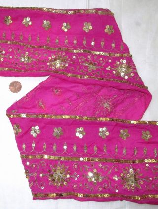 Vintage Antique Border Sari Trim Lace Rare Old Sequins,  Gold Zari 1 Ft Abe5q