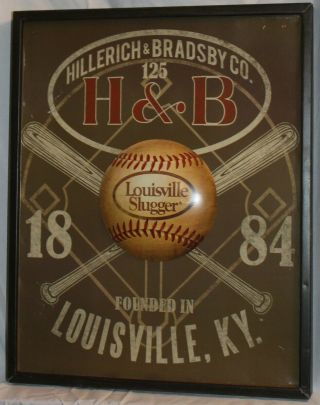 Rare Louisville Slugger H&b Hillerich & Bradsby Vintage Baseball Bat Sign 14x18 "